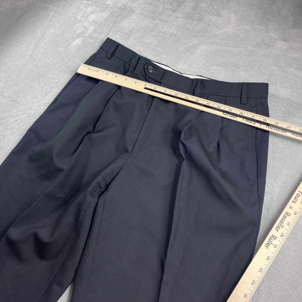 Lauren Ralph Lauren Total Comfort Men Pleated Cuffed Dress Pants Navy Blue 37x31